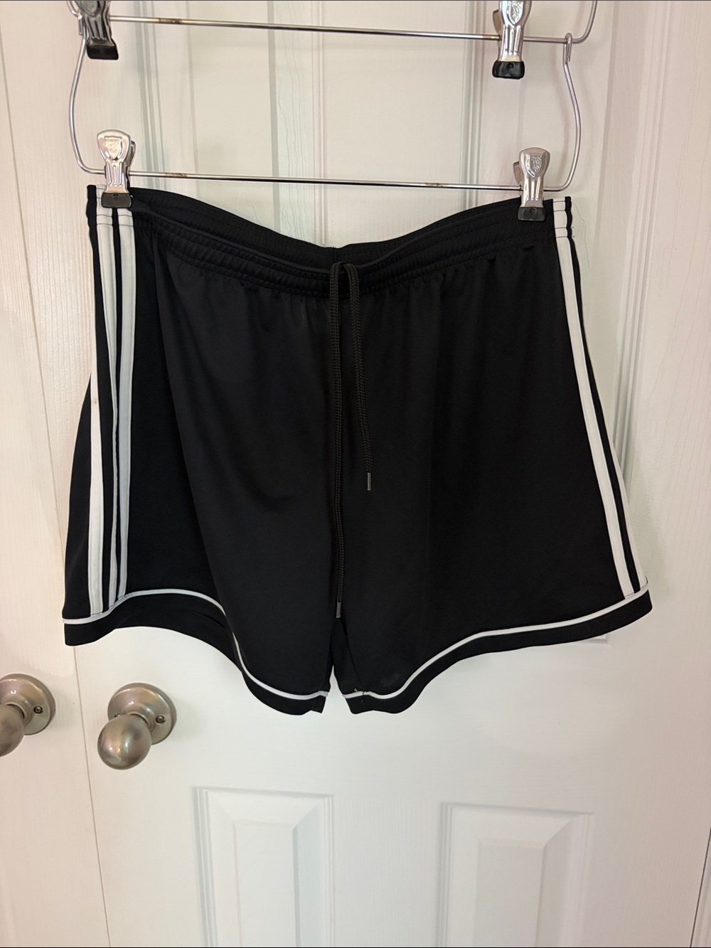 adidas Women’s Black Athletic Shorts with White Stripes